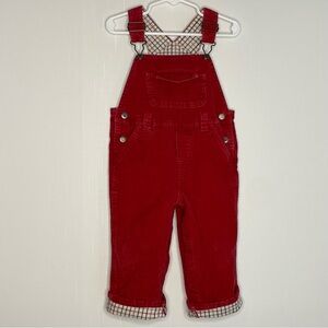 Greendog Rusty Red Corduroy Overalls Plaid lining Cuffed Hemline 18 Months